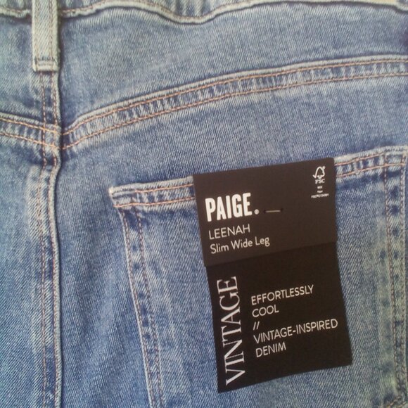 🎀Paige Leenah Wide Leg Exposed Button Fly Jeans in Magda Destructed Wash 30 NWT - Picture 7 of 15